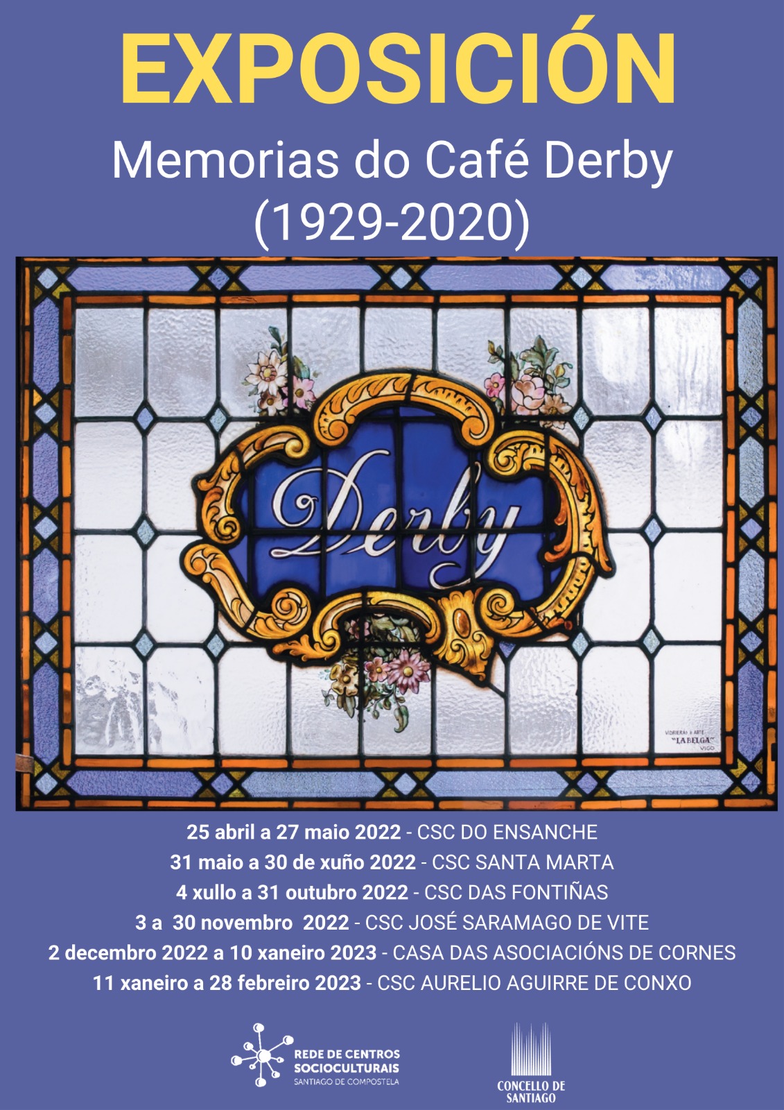 Cartaz da exposición "Memorias do Café Derby (1929-2020)"